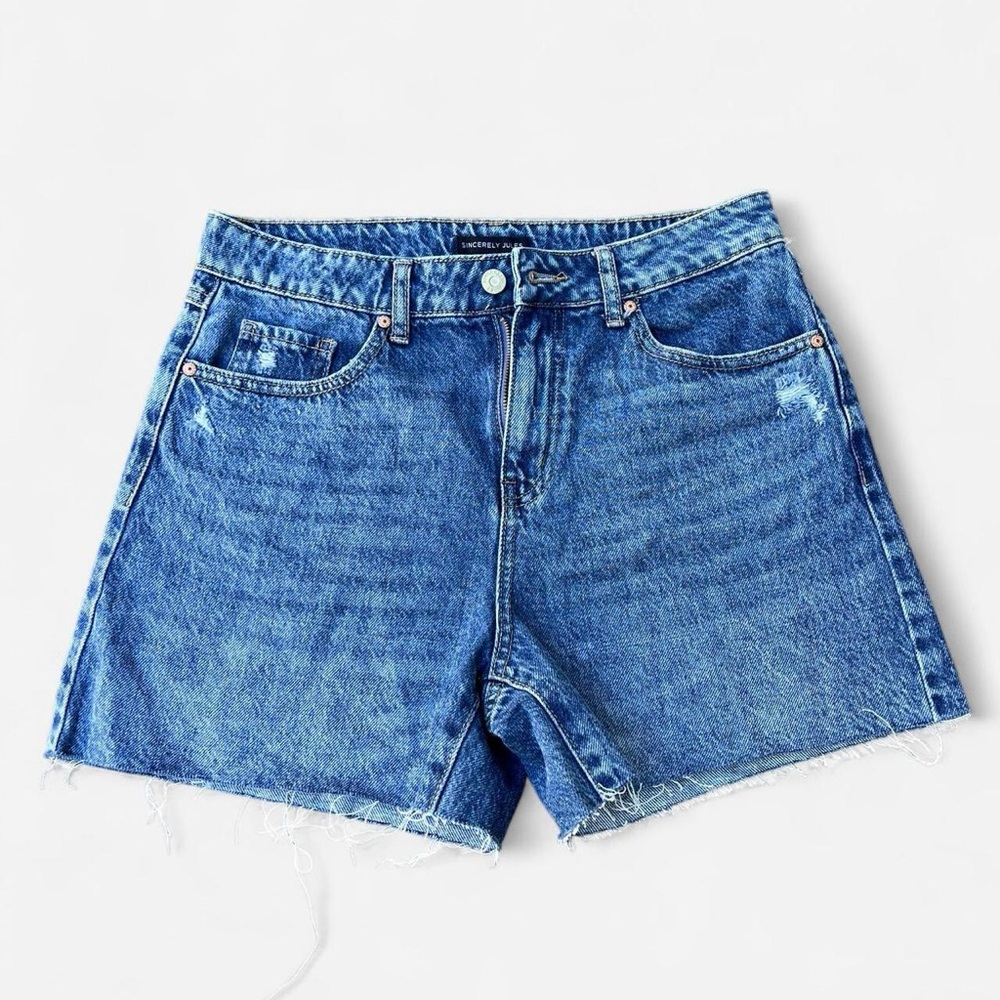 High-Rise Women's Denim Shorts in Blue - Classic Casual